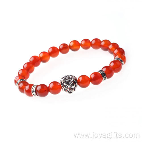 Natural Stone Bracelets Agate Beads with Lion